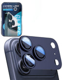 Tapa trasera Deep Blue de metal matte armor con cristal templado HD para iPhone 17 Pro Max, ofreciendo protección robusta.