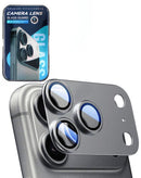 Tapa trasera Metal Matte Armor gris con vidrio templado HD para iPhone 17 Pro Max, protección robusta.