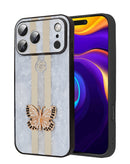 Tapa trasera blanca de lujo con diseño de mariposa diamond brillante para iPhone 17 Pro Max.