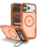 Funda naranja antigolpes Magsafe con soporte para cámara iPhone 17 Pro Max.