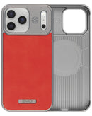 Funda metalica de cuero iPhone 17 Pro Max (BURGUNDY)