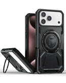 Protege tu iPhone 17 Pro Max con esta funda robusta antichoque con soporte para anillo en color negro en Quetzaltenango.