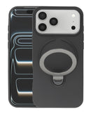 Funda Pastel Shield de fibra de carbon magnetica con soporte iPhone 17 Pro Max (Negro)