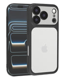 Funda mate negra transparente escarchada con protección de lente para iPhone 17 Pro Max, marca SlowBack.