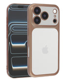 Funda mate transparente escarchada con proteccion de lente iPhone 17 Pro Max (Oro)