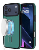 Tapa trasera de cuero con carga wireless iPhone 17 Pro Max (Verde oscuro)