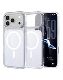 Funda transparente magnética anticontusiones SlowBack para iPhone 17 Pro Max, protección y diseño elegante.