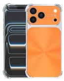 Case iPhone 17 Pro Max naranja electroplateado, diseño CD-Pattern, cuatro esquinas reforzadas, a prueba de golpes.