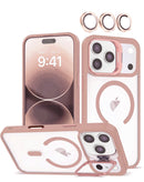 Protege tu iPhone 17 Pro Max con estilo con esta funda transparente magnética delgada con soporte para cámara y cubierta de cámara en color rosa en Xela Quetzaltenango.