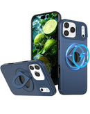 Funda con soporte anillo y cubre lente de camara deslizante iPhone 17 Pro Max (Azul)