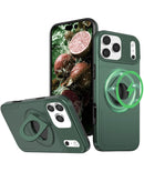 Funda con soporte de anillo y cubierta corredera para lente de camara iPhone 17 Pro Max (DARK GREEN)
