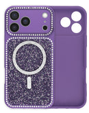 Funda MagSafe glitter diamond shimmer para iPhone 17 Pro Max, con lente de cámara de rhinestone.