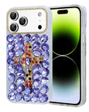 Funda Crystal Flower púrpura de silicona dura para iPhone 17 Pro Max, diseño floral elegante.