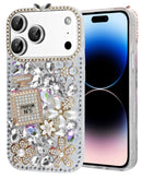 Funda de silicona transparente Crystal Flower con diseño de perfume floral para iPhone 17 Pro Max, protección elegante.