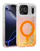 Funda protectora con purpurina líquida naranja brillante para iPhone 17 Pro Max, carga inalámbrica.