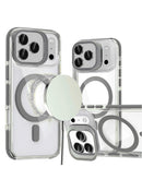Funda magnetica transparente con soporte para camara kickstand GRAY iPhone 17 Pro Max
