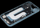 Mid-frame housing iPhone 16 teal, con puerto de carga flex y pequeñas piezas, refabricado, grado C.