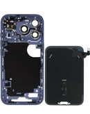 Tapa trasera Deep Blue para iPhone 17 Pro con componentes preinstalados y orificios para cámaras.