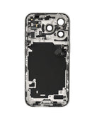 Tapa trasera plateada iPhone 17 Pro con componentes preinstalados, versión internacional para reparación.