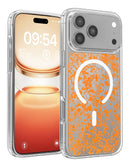 Protege tu iPhone 17 Pro Max con estilo con estas cases glitter transparentes magnéticas en color naranja en Xela Quetzaltenango.