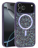Funda delgada con carga inalambrica y bling de diamante cristal iPhone 17 Pro PURPLE