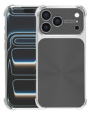 Tapa trasera electroplateada negra CD-Pattern shockproof para iPhone 17 Pro Max, protección elegante y duradera.