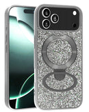 Case Sparkle Luxury Slim gris oscuro para iPhone 17 Pro/18 Pro con kickstand magnético y diseño elegante.