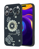 Case SlowBack negro con aro para iPhone 17/18 Pro Max, diseño mandala, protección y agarre.