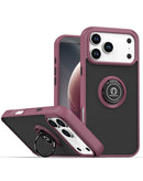 Case híbrido color burgundy para iPhone 17/18 Pro Max con borde vibrante y aro soporte integrado.