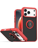 Case rojo duro con borde TPU y aro soporte para iPhone 17 Pro Max o iPhone 18 Pro Max.