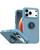 Case híbrido SlowBack Glacier para iPhone 17 Pro Max, duro con borde TPU y aro soporte integrado.