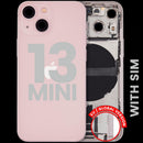 Tapa trasera rosa usada para iPhone 13 mini A2481 con puerto de carga y piezas pequeñas, grado C.