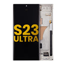 Pantalla OLED con marco color crema para Samsung Galaxy S23 Ultra 5G, repuesto para reparación display.