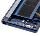 Pantalla OLED usada Samsung Galaxy Note 9 Ocean Blue con marco, lista para reparación de display.