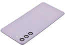 Tapa trasera de repuesto lavanda para Samsung Galaxy S21 FE 5G con lente de cámara.