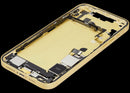Chasis medio amarillo usado para iPhone 14 Plus (A2632) con puerto de carga y piezas pequeñas, listo para reparación.