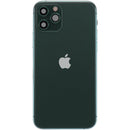 Tapa trasera verde medianoche usada para iPhone 11 Pro (A2160, A2215, A2217) con puerto de carga flex y pequeñas piezas.