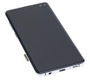 Pantalla OLED Samsung Galaxy S10 Plus Prism White Aftermarket, con marco, para reparación de display SM-G975F.