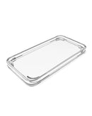 Funda transparente protectora para iPhone 13, 14, 15 Pro Max y Plus, mostrando sus bordes reforzados.
