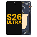Pantalla OLED refurbished negra con marco para Samsung Galaxy S26 Ultra 5G, listo para reparación.