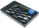 Kit destornillador precisión iFixit Megalodon 16 bits con alcance extendido, ideal para reparación de dispositivos electrónicos.