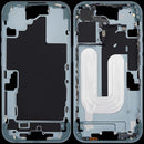 Chasis medio iPhone 16 color teal con botones de encendido y volumen, repuesto de alta calidad.