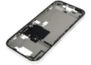 Chasis medio iPhone 16 Pro (A3083, A3292) titanio blanco usado, con pequeñas partes para reparación.