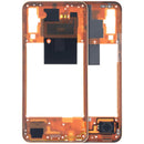 Tapa intermedia naranja original Samsung Galaxy A50 (A505) Service Pack, repuesto para reparación de chassis.