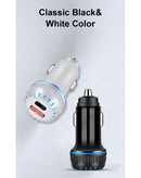 Puerto de carga LED USB-C y USB-A blanco de 18W, con luz indicadora, ideal para carga rápida.