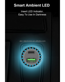 Puerto de carga LED USB-C y USB-A blanco de 18W, con luz indicadora, ideal para carga rápida.