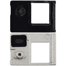 Repuesto flash light y power flex bracket con microphone mesh para iPhone 16E negro, listo para reparación.