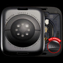 Tapa trasera Apple Watch Series 9 45mm LTE aluminio negro espacial, repuesto A2980, A2984 para reparación.