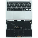 Tapa superior plateada de MacBook Pro 13 A2338 (M2) con teclado y batería, repuesto OEM.