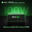Cargador de escritorio 2UUL PC12 de 100W, multi-puerto con pantalla digital, ideal para accesorios de carga.